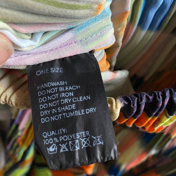 Julia Heuer Crinkle Stretch Pant Bell Wide Leg Rainbow Pride Orange Blue Rave - Picture 8 of 9